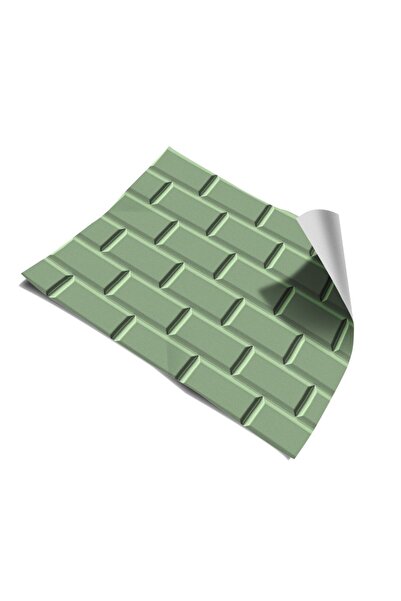 Bigaimaj Mutfak Tezgah Arası Folyo Mint Yeşil Fayans Taş Desen Kendinden Yapışkanlı 60cmx100cm