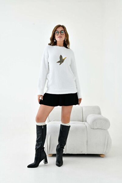 FTZ WOMEN Women's Stone Detailed Sweater Ecru 20828