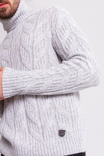 Mcr Braided Slim Fit Full Turtleneck Wool Men's Sweater Light Gray - 11350.21K