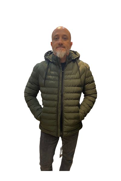 DYNAMO Men's Hooded Khaki Puffer Jacket