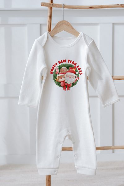 Lilabio 100% Organic Cotton Long Sleeve Christmas Themed Baby Romper