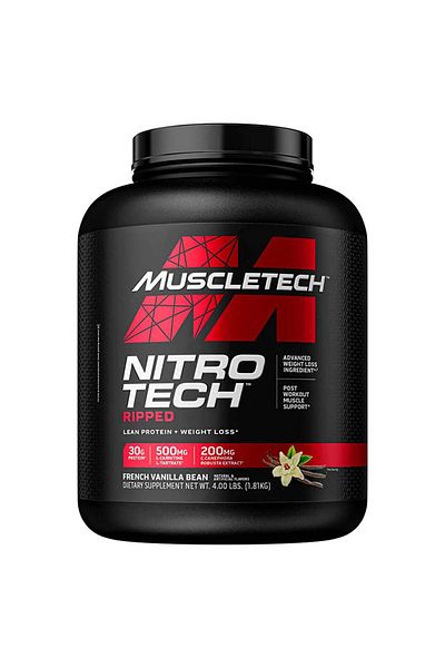 MUSCLETECH Nitro Tech Ripped Lean Protein & Weight Loss, French Vanilla Bean, 4 LB