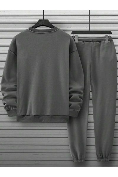 Altamira Σετ ανδρικής φόρμας Smoke Grey Balance με στάμπα Oversize Crew Neck