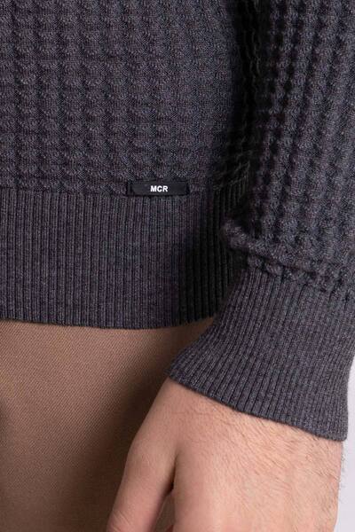 Mcr Textured Slim Fit Full Turtleneck Men's Sweater Anthracite - 11338.20K