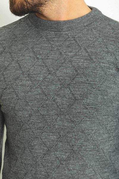 Mcr Patterned Slim Fit Crew Neck Wool Men's Sweater Anthracite - 11379.22K
