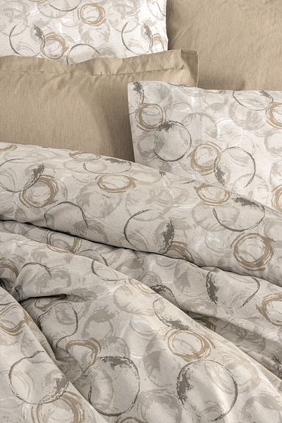 Cotton Box Moil Beige Διπλό Μίνιμαλ Σετ Παπλωματοθήκης - Με Ελαστικά Σεντόνια
