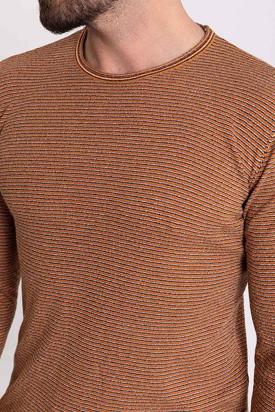 Mcr Striped Slim Fit Long Sleeve Crew Neck Knitwear Camel - 11333.20K