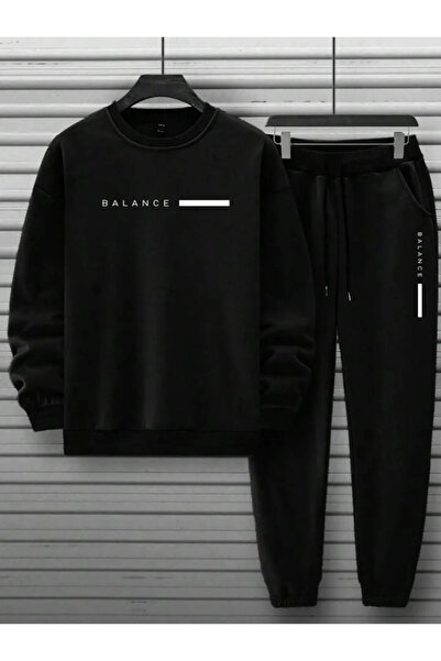 Altamira Ανδρικό σετ φόρμας με στάμπα Black Balance Oversize Crew Neck