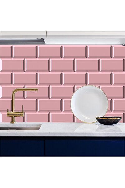 Bigaimaj Mutfak Tezgah Arası Folyo Taş Desen Pembe Kendinden Yapışkanlı 60cmx...