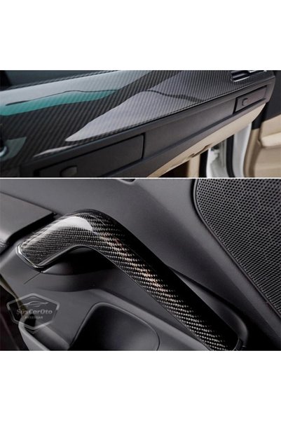 caralp 5D Ultra Glossy Black Carbon Fiber Car Covering Foil - 30X100Cm with Air Duct and Adhesive