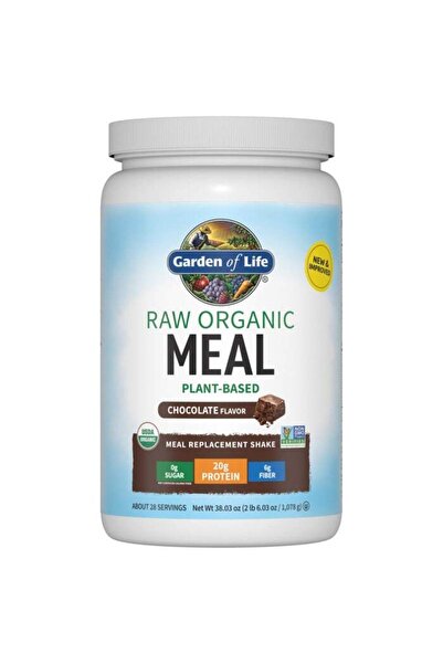 GARDEN OF LIFE مسحوق بروتين بديل للوجبات من أصل نباتي خام، شوكولاتة، 2 رطل