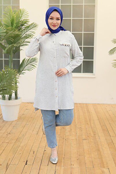 Armine TREND قميص أرمين تريند بزرارات على ياقة ونقشة حجرية، لون نيلي 24YT495