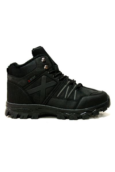 XStep Μαύρες ανατομικές άνετες μπότες εξωτερικού χώρου με κορδόνια