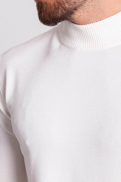 Mcr Plain Slim Fit Men's Half Turtleneck Sweater Ecru - 11357.21K