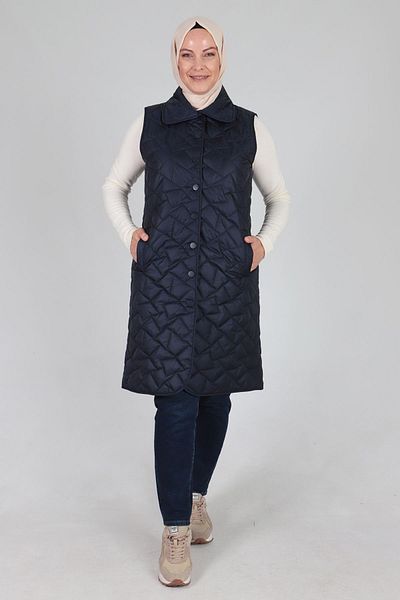 Moda Rosa 24K30008 - DARK BLUE - Large Size Hijab Quilted Vest