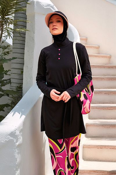 Marina Black Lycra Hijab Swimsuit - M2481
