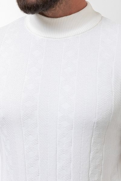 Mcr Patterned Slim Fit Half Turtleneck Wool Men's Knitwear Sweater Ecru - 11455.23K