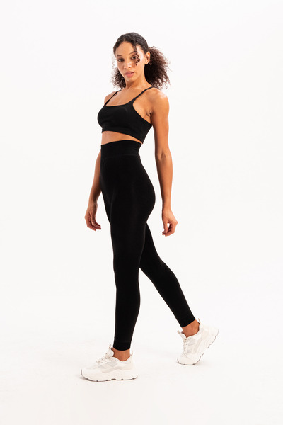 JUSTEVER Χειμερινό μαύρο βελούδινο κολάν ανακούφισης - φλις και ζεστό, γυναικείο εσώρουχο - τόξο