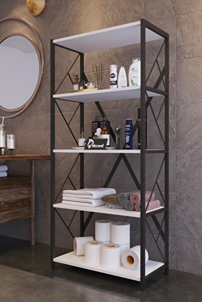 mormanya Moni Metal 5 Raflı Banyo Düzenleyici Raf Deterjan Havlu Rafı Havluluk 150 Cm