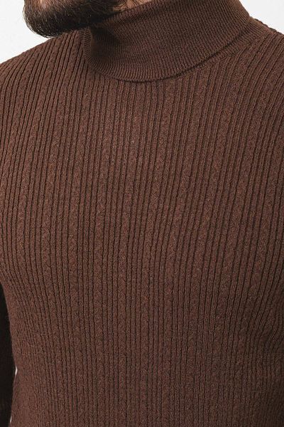 Mcr Striped Slim Fit Half Turtleneck Wool Men's Sweater Brown - 11391.22K