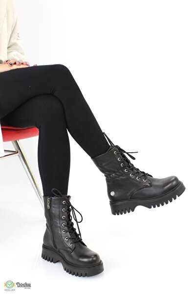 Mammamia Kadın Hakiki Deri Ortopedik Kalın Taban Postal Bot  M25/KB1815