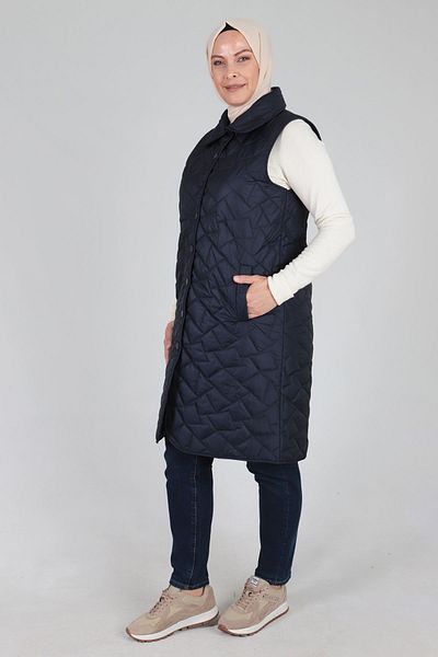 Moda Rosa 24K30008 - DARK BLUE - Large Size Hijab Quilted Vest