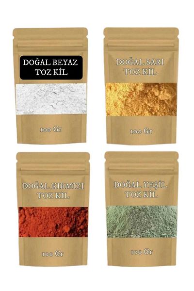 E.M.S AVM 4 X 100 Gr. Red, Yellow, Green and White Face Mask Powder Clay