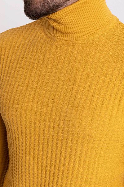 Mcr Textured Slim Fit Full Turtleneck Men's Sweater Mustard - 11338.20K