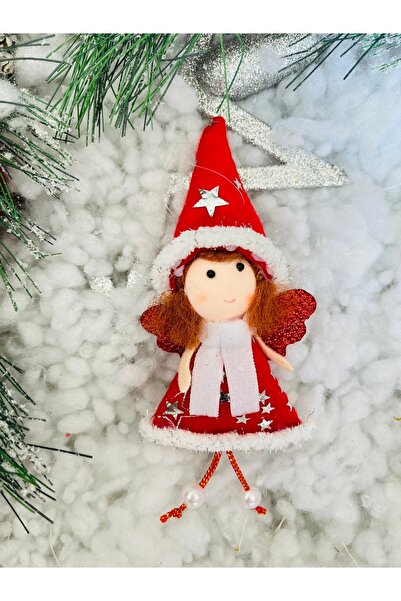 Derin Düşler Red Angel Christmas Tree Ornament - 17cm Snow Fairy Hanging Christmas Decor Ornament
