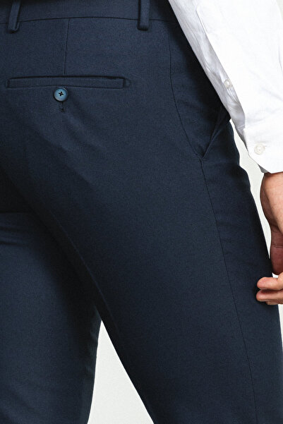Mcr Desenli Slim Fit Klasik Yün Erkek Pantolon Lacivert - 38120.22K