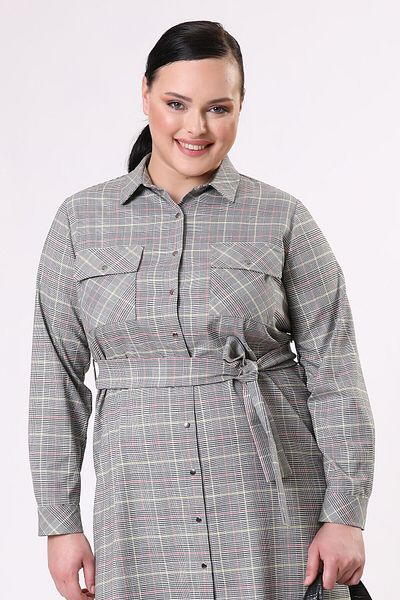 Büyük Moda Plaid Patterned Shirt Dress - Stylish Design