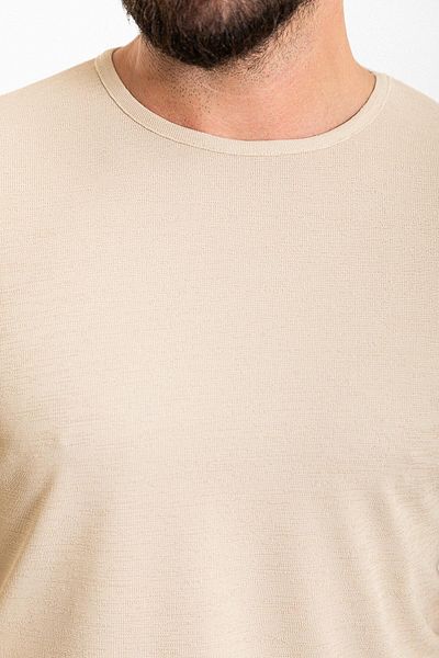 Mcr Plain Slim Fit Crew Neck Long Sleeve Men's T-Shirt Beige - 36801.23K
