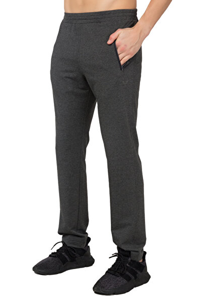 bilcee Dark Gray Anthracite Men's Sweatpants - Zippered, Relaxed Fit, Straight Leg, Sports & Casual 1732