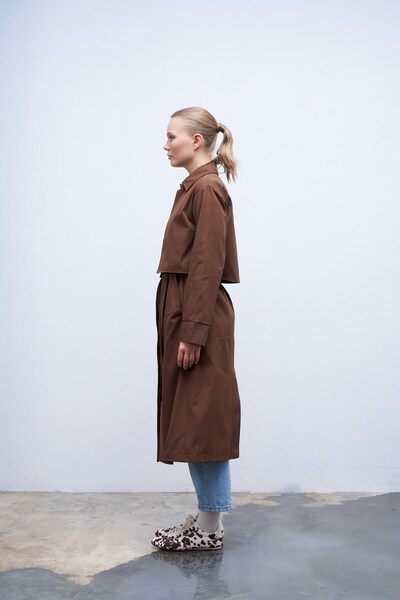 QANU Rüzgarlıklı Trençkot Kahverengi