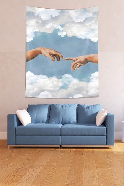 on the clouds Μπλε Ταπετσαρία - Δημιουργία του Επιτρόπου, Αδιάβροχο Ύφασμα, Χαλί τοίχου με λεκέδες