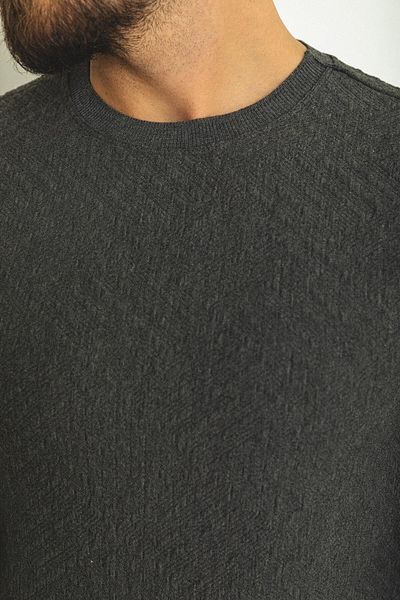 Mcr Patterned Slim Fit Crew Neck Long Sleeve Men's T-Shirt Anthracite - 36752.22K