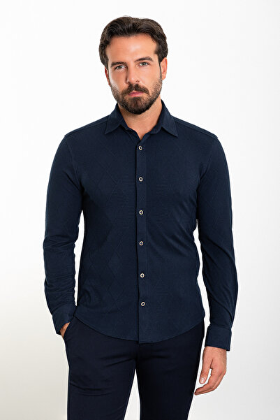 Mcr Смугаста сорочка Slim Fit для чоловіків, синя - 37839.23K