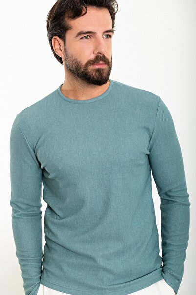 Mcr Slim Fit Long Sleeve Crew Neck Men's T-Shirt Çağla - 36679.21K