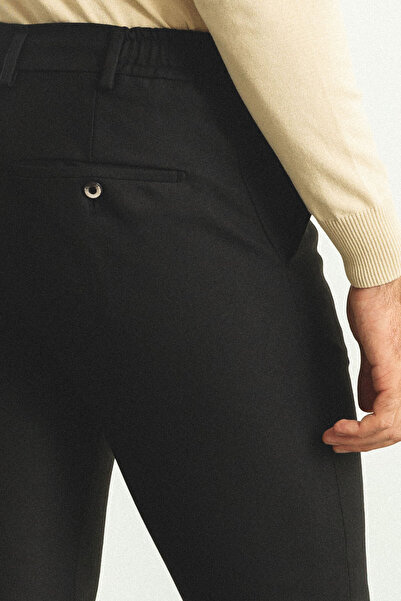 Mcr Ανδρικό παντελόνι Straight Super Slim Fit με ελαστική μέση και κορδόνι σε μαύρο χρώμα - 38112.22K