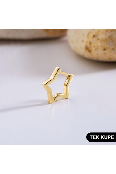 GOLDKUPE 14 Ayar Yıldız Tek Halka Altın Küpe 0,67 gr
