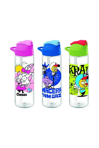 Gıpta زجاجة مياه تريتان منقوشة من كرال شاكر (زجاجة مياه) 630 سم مكعب (لون مختلط 1 قطعة)