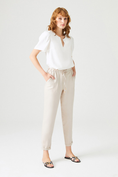 Naramaxx Keten Karışımlı Beli Bağcıklı Pantolon