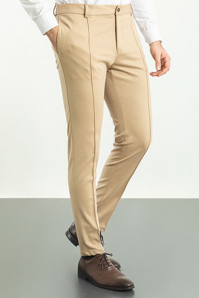 Mcr Super Slim Fit Stripe Detailed Men's Trousers Beige - 38100.22K