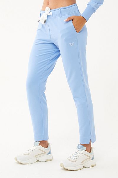 bilcee Pantaloni de sport pentru femei, albastru închis, din bumbac organic - picior slab 0667