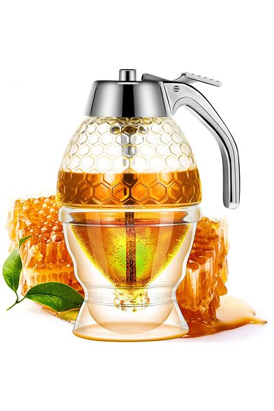 EGATOPTAN Acrylic Honey Jar - Pump and Jam Dispenser