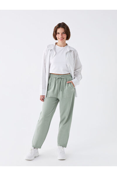 LC Waikiki Pantaloni drepti din amestec de in pentru femei LCW cu talie elastică