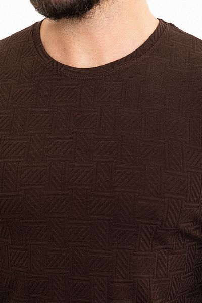 Mcr Patterned Slim Fit Crew Neck Long Sleeve Men's T-Shirt Brown - 36803.23K