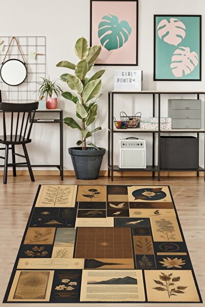 on the clouds Posta Pulu Desenli Minimal Journal Tarz Yıkanabilir Kaymaz Taba...