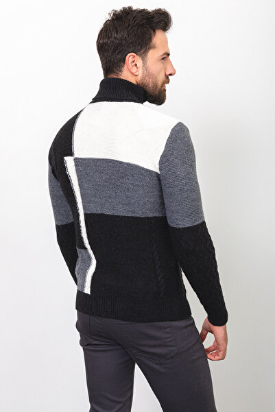 Mcr Ανδρικό πουλόβερ με λεπτή εφαρμογή, μάλλινο, μαύρο - 11384.22K