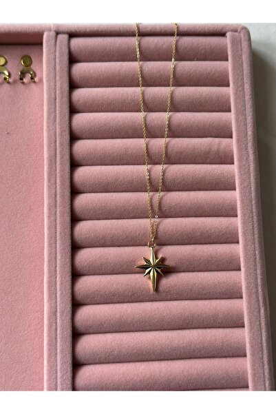 MİOSAPRİVE 14K Altın Kaplama Kuzey Yıldızı Çelik Kolye